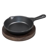 Сковородка алюминиевая черная (12.4*2,5 см) для подачи на деревянной подставке, P.L. Proff Cuisine 81241074