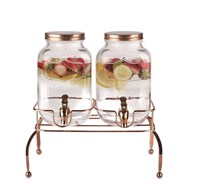 Набор диспенсеров д/напитков(лимонадник),стеклянные с краном на мет.подставке,2*4 литра,  P.L. 81222710