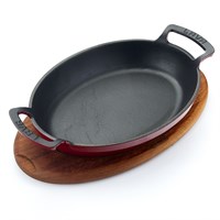Сковородка овальная с ручками 27,5*20см.чугун эмаль красная на д/подставке LAVA 81240269