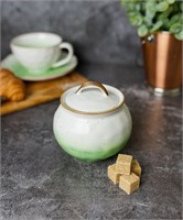 Сахарница, 400 мл,фарфор,зеленый цвет 