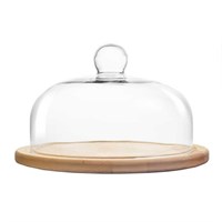 Клош стеклянный 26см. на дер.подставке 30см 81260125