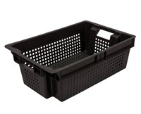 Ящик 600х400х200 мм перфорированный для овощей и фруктов ПЭНД  [102, 28422] черный п69/1