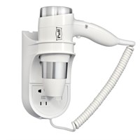 Фен для волос настенный PUFF-1600B с розеткой, белый, 1,6 кВт (0405.009) рук137