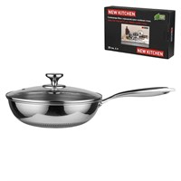 Сковорода-Вок с крышкой,трех-слойная сталь, 4 л, 28/16.5см, р15,5/8,5 см, серия 