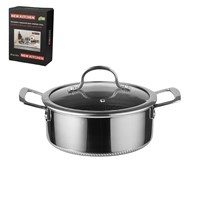Кастрюля с крышкой,трех-слойная сталь, 3,5 л 22/19,5*16 см с крышкой New Kitchen Honeycombs.  P.L. 81280233