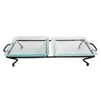 Блюдо для выкладки стеклянное с металлическим основанием 34*15*6.5 см  P.L. 81221734