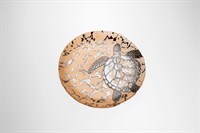 Тарелка d 21 см h 2 см, цвет пастельно-лососевый с серебристым декором, Sea Turtle