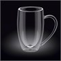 Кружка 500 мл. d=80 мм. h=150 мм. с двойными стенками Термостекло Wilmax /1/48/ 72142
