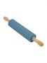 Скалка силикон. 310 мм. d=43 мм. с дерев. вращ. ручками /1/36/ 77024