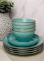 Набор столовой посуды Porland Seasons, 9 предметов, бирюзовый, на 4 персоны (Тарелка 28 см - 4шт; Миска 770 мл - 4 шт; Салатник 830 мл - 1 шт) POR1268 - фото 640003