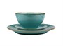 Набор из 4 предметов (тарелка d 18 см, салатник d 16 см, кружка 325 мл, тарелка d 26 см), фарфор, цвет бирюзовый, Seasons 237604 бирюзовый - фото 640078