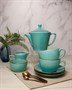 Чайный сервиз Porland Seasons, бирюзовый, на 2 персоны (Кружка 340 мл - 2 шт; Блюдце 16 см - 2 шт; Чайник 500 мл - 1 шт; Молочник 150 мл; Сахарница 210 мл) POR1278 - фото 640088